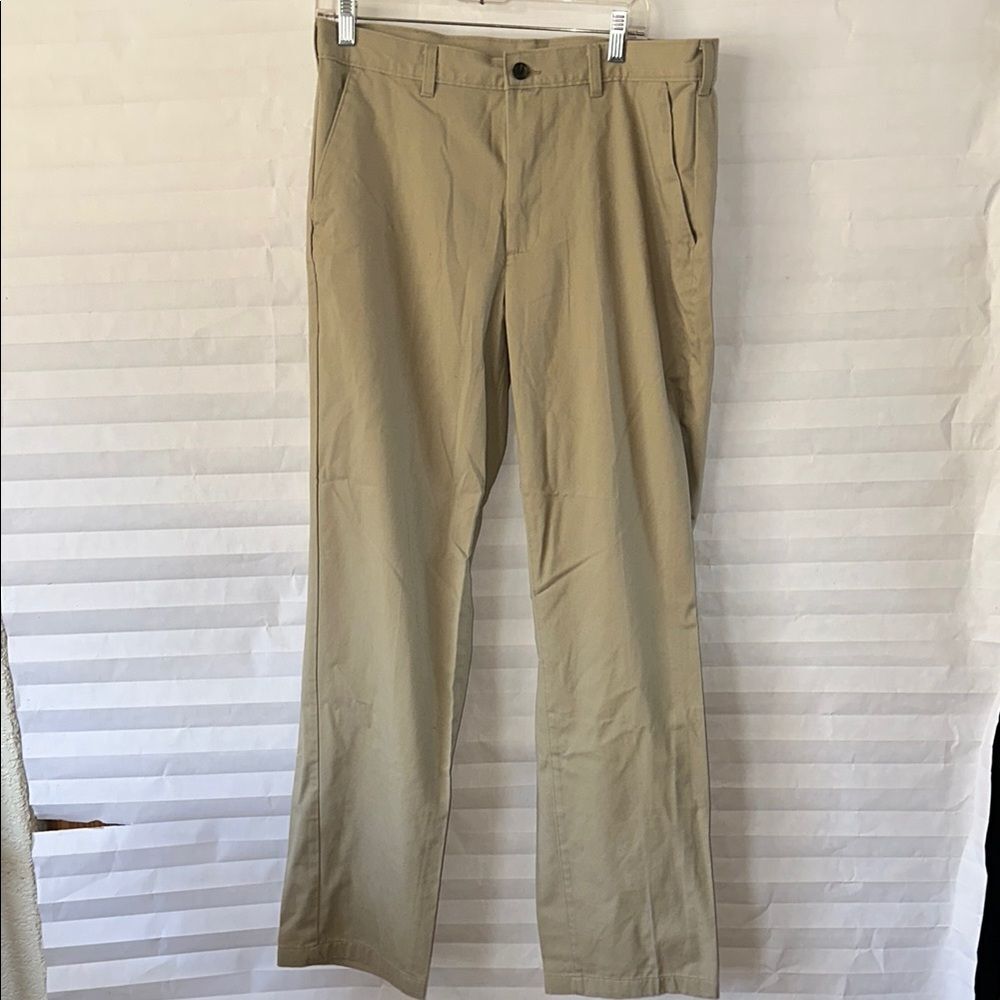 George Men’s Khaki Flat Front Pants Size 34x34 Casual Dress Trousers